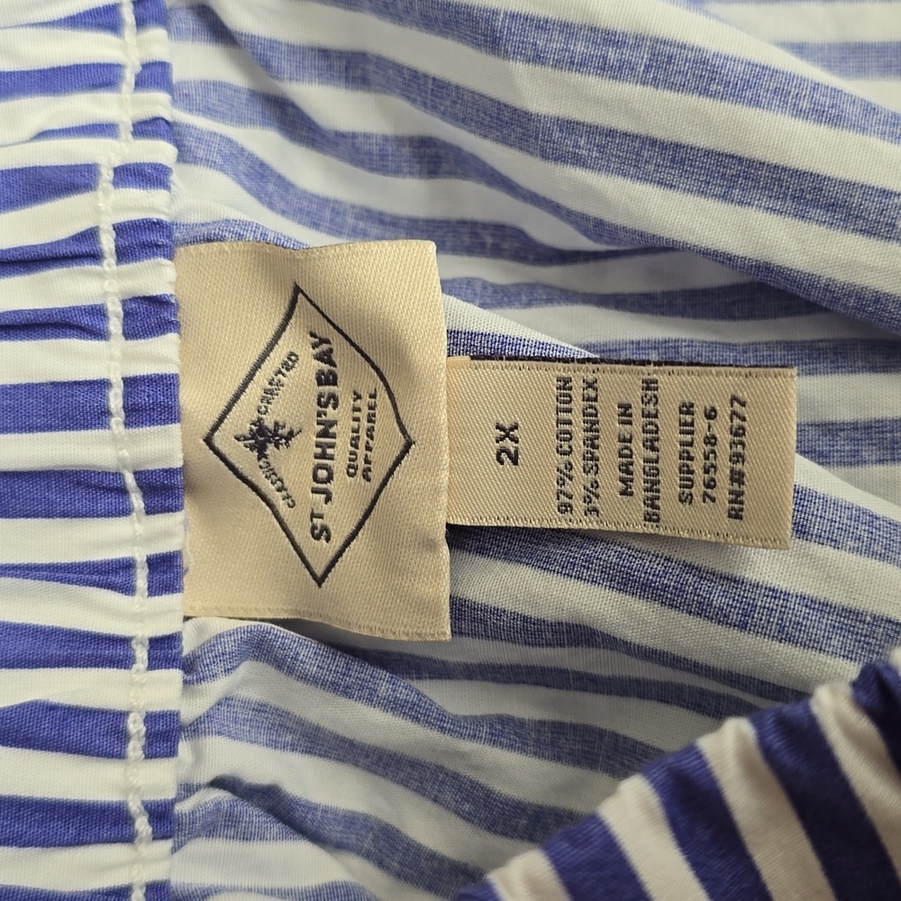 St. John's Bay Blue and White Striped Midi Skirt - Picture 8 of 13